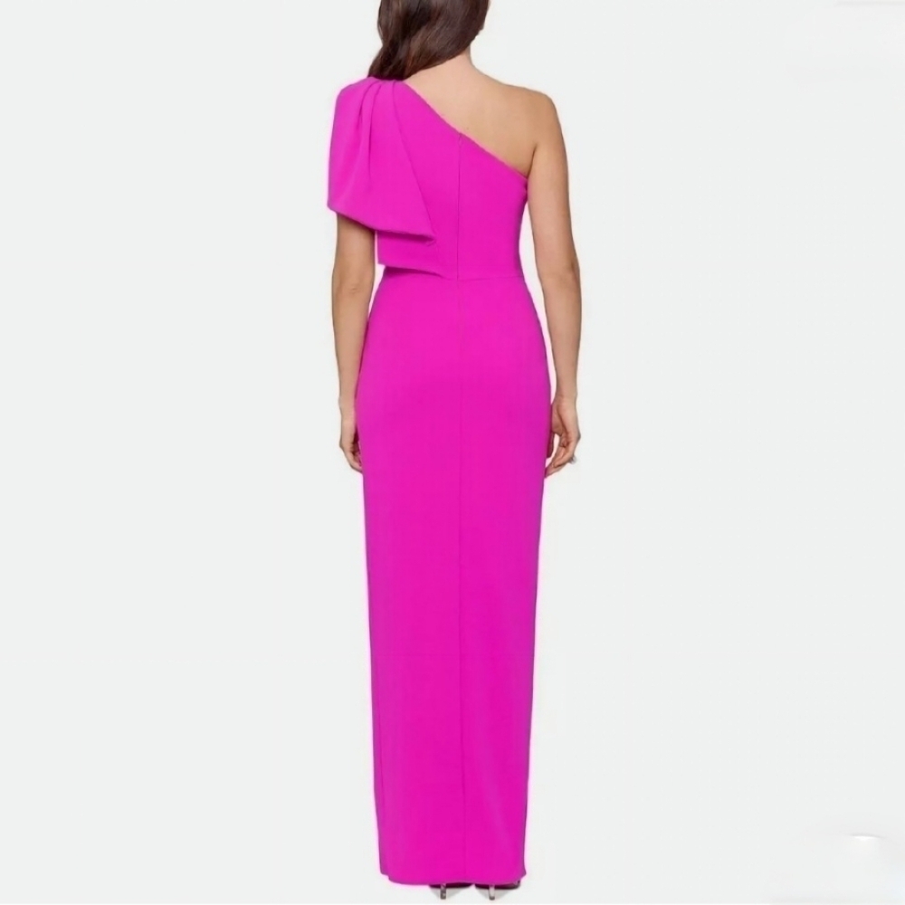 Betsy and Adam One Shoulder Scuba Crepe Gown Size 2 NWOT - Picture 3 of 13